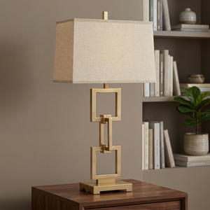 Modern Minimalist Iron <b>LED</b> <b>Table</b> Lamp Beige Fabric Shade Switch Control 3500K Warm White <b>Light</b> Wi-Fi Enabled for Bedroom Decor - Product Image 3