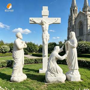 Statua di Gesù Crocifisso a Grandezza Naturale in Marmo, Scultura Religiosa Intagliata a Mano, Personalizzabile <span class=keywords><strong>per</strong></span> Esterni e Chiese - Product Image 1