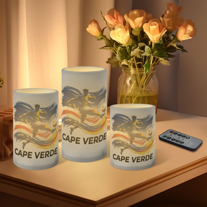 Ensemble <span class=keywords><strong>de</strong></span> 3 bougies décoratives LED sur le thème du football <span class=keywords><strong>de</strong></span> <span class=keywords><strong>Cap</strong></span>-<span class=keywords><strong>Vert</strong></span> pour fêtes, design personnalisé match 2026, lumières chaudes sans flamme avec télécommande - Product Image 1