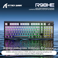 ATTACK SHARK Nouveau Modèle R98 HE Clavier Filaire à Déclenchement Rapide en Fibre de Carbone Forgée avec Interrupteur Magnétique et Bouton RGB Lightbox 8000Hz
