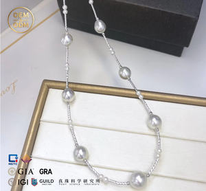 Collar Unisex Vintage <span class=keywords><strong>de</strong></span> Plata <span class=keywords><strong>de</strong></span> Ley 925 con Perla Tahitiana Natural Certificada, Plateado en Plata Blanca, Diseño <span class=keywords><strong>de</strong></span> Autor - Product Image 1