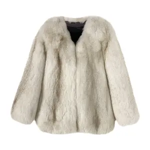 Factory Wholesale Lady Artificial Fur Long Sleeve Strips Women Fur Coat Custom Length Solid Color Fur Short Top