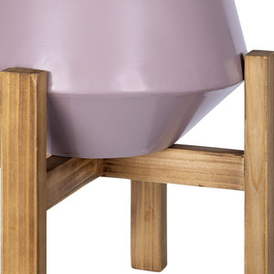 Di alta qualità rosa esagonale grande pianta interna vaso HMS appesa a parete vaso di fiori con Base in legno per il pavimento o appeso - Product Image 5