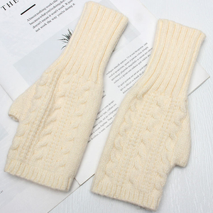 Guantes de medio dedo acrílicos de estilo para mujer, calentadores de muñeca de punto acanalado, mitones para Otoño Invierno, 2017 - Product Image 4