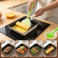 Poêle carrée japonaise Tamagoyaki en céramique d'aluminium saine, antiadhésive, avec poignée en silicone, pour œufs et omelettes