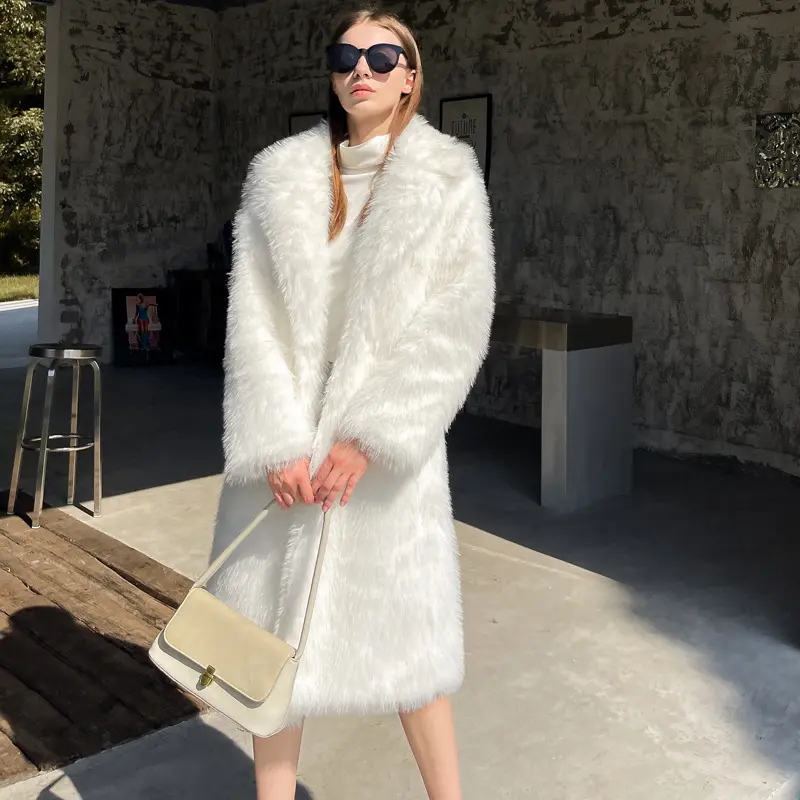 Winter New Fur Jacket Integrated Women's Coat Collar Imitation Fox Fur Coat Leather Long Faux Fur Coat