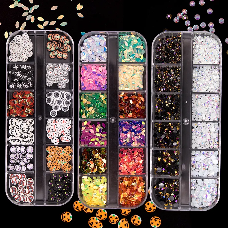 De los diseñadores Irregular arte Diamante de piedra de cristal de vidrio 3 D de Halloween pegatinas de uñas de diamantes de imitación