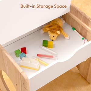 Montessori trẻ em nghiên cứu Chiều cao có thể điều chỉnh trẻ em nghệ thuật tiết kiệm không gian ăn uống Patio Bàn và ghế thiết lập với lưu trữ & chalkboar - Product Image 2