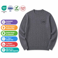 Pull en laine 100% pour homme, tricoté sur mesure, anti-boulochage, col rond, manches longues, pour l'hiver et les activités de plein air