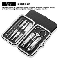 Ensemble de coupe-ongles multifonctionnels en acier inoxydable 19 pièces, outil de manucure et de pédicure écologique et portable, boîte de coupe-ongles en plastique