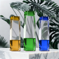 Noble or argent or Rose or prisme géométrique trophée de cristal multicolore à facettes trophée de cristal pour cadeau d'entreprise
