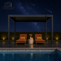 Pergola bioclimatique manuelle en aluminium imperméable avec structure thermolaquée et auvent pare-soleil pour extérieur, jardin et terrasse