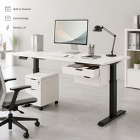 Bureau debout électrique réglable en hauteur avec tiroirs pour espace de travail