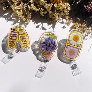 Tongxin resina vera fiore che allatta distintivo retrattile floreale alligatore retrattile Reel Clip porta Badge regalo di compleanno <span class=keywords><strong>regali</strong></span> per infermiere - Product Image 4