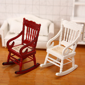 12 points OB11 ensemble de meubles miniatures en bois bricolage chaise à bascule peinte en blanc pour maison de poupée et scène modèle de tir pour l'utilisation de jouets - Product Image 3