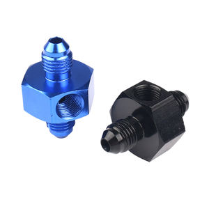 Nouvel adaptateur de raccordement pour manomètre de pression de carburant AN4 mâle, union hexagonale 1/8 NPT, port latéral, aluminium noir/bleu, ajustement universel - Product Image 6