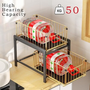 Organisateur de rangement coulissant à 2 niveaux pour tiroirs, étagère coulissante pour comptoir de cuisine, panier de rangement <span class=keywords><strong>sous</strong></span> évier - Product Image 3