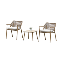 Ensemble de meubles de jardin 2+1 pour l'extérieur, chaises en corde résistantes aux UV et table de café
