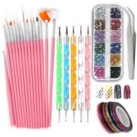 Ensemble de pinceaux pour la peinture et l'art des ongles, kit d'outils, gel UV pour le dessin et la doublure, mandala