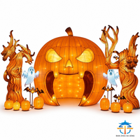 Escultura de Luz Gigante con Forma de Calabaza Monstruosa para Cabina de Fotos, Decoración para Parques Temáticos y Festivales de Halloween
