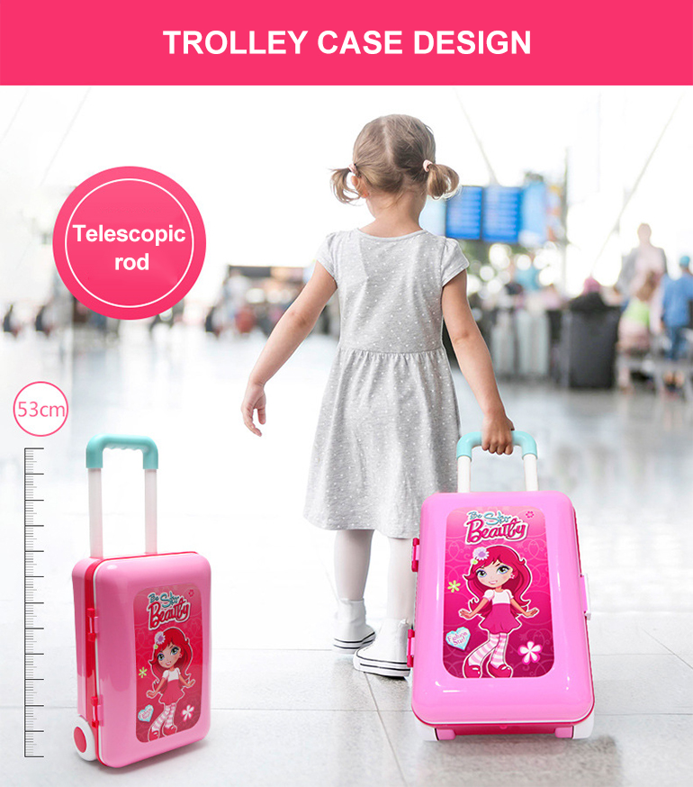 Fashion suitcase kid beauty toy princess pretend makeup toy dresser set