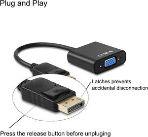 Adaptador DisplayPort DP a VGA Chapado en Oro al por Mayor, 1080P 60hz 15 Pines, Cable Convertidor de DisplayPort Macho a VGA Hembra - Product Image 2