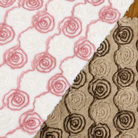 Tissu en peluche de haute qualité, doux, à motif de roses brodé, en fourrure de lapin, pour vêtements, manteaux, textiles de maison, oreillers, tapis, sacs