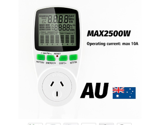 Medidores de potencia Vatímetro digital Medidor de energía AU Monitor de vatios Diagrama de costo de <span class=keywords><strong>electricidad</strong></span> Analizador de toma de medición - Product Image 1