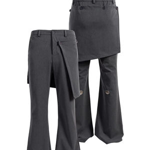 Pantalones acampanados de dos piezas falsos desmontables con <span class=keywords><strong>dobladillo</strong></span> curvo-Imprescindible unisex para Primavera/Verano - Product Image 1