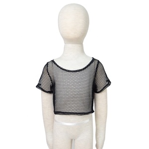 Camiseta de Verano 2021 para Niñas, Estilo Vintage, con Encaje y Malla, 100% Algodón, Manga Corta, Ropa de Boutique para Niñas Pequeñas - Product Image 3