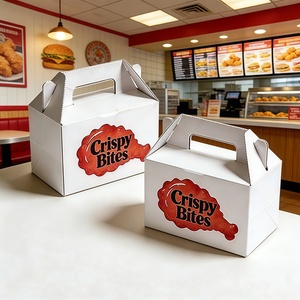 Nuevo diseño para llevar, piezas de <span class=keywords><strong>pollo</strong></span> frito coreano, caja de embalaje de comida rápida frita, contenedor de comida rápida, fiambrera de papel, biodegradable - Product Image 4