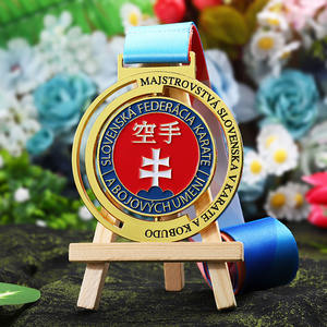 Logotipo de esmalte 3D giratorio Medallas de Karate Kobudo 20 años Medalla de metal personalizada de fábrica Metal Aleación de zinc Spinner Spinning Medalla de oro - Product Image 1