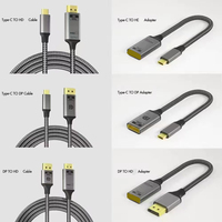 Adaptateur USB-C vers HDTV femelle NKIWI 8K/60Hz 4K/144Hz 240Hz HDR dynamique plaqué or avec câble tressé pour ordinateur portable, téléphone, projecteur