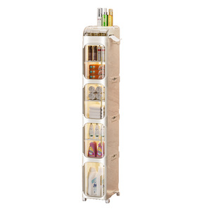 Narrow Storage Cabinet Shelf Trolley Multi Function Kitchen Bathroom Organizer With Wheels 8-11.9in Depth - Product Image 4