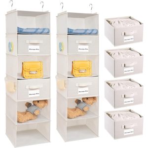 1 Pack 6 Shelf Hanging Closet Organizer With Drawers And Pockets For Clothes <b>Shoes</b> Bedroom <b>Storage</b> - Product Image 1
