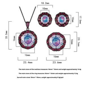 Wholesale Eco-friendly Copper 16-10mm Gradient Color Zircon Black Gold Plated Bridal Set Wedding Jewelry Sets - Product Image 2