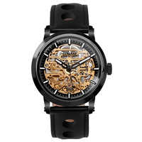 BOMAXE Meilleure montre squelette pour homme personnalisée SA6193 4 couleurs disponibles avec bracelet en cuir 22mm de largeur