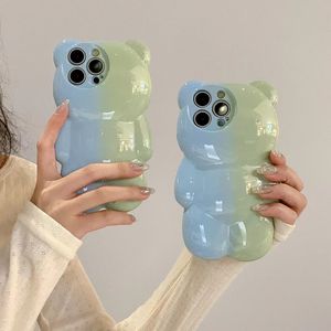 Blu lucido <span class=keywords><strong>verde</strong></span> impiombato 3D Bear <span class=keywords><strong>iPhone</strong></span> 15 <span class=keywords><strong>Pro</strong></span> <span class=keywords><strong>Max</strong></span> custodia per cellulare Apple 14 Plus antiurto <span class=keywords><strong>11</strong></span> telefono cellulare - Product Image 1