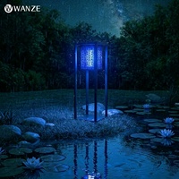 Lampe anti-moustiques solaire à corps métallique, indice IP55, pour extérieur, villa, cour, jardin, usage domestique, étanche, répulsif pour les insectes.