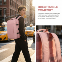 Mochila de Viaje Expandible de Gran Capacidad con Carga USB, Mochila para Portátil de Negocios