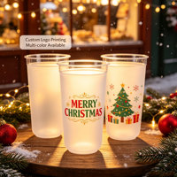Gobelet en plastique jetable de luxe en forme de U avec logo personnalisé pour mariage gobelet rigide PP givré clair Smoothie tasse à thé au lait bulle