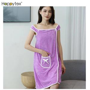 Serviette de bain en molleton corail pour femmes Serviette de bain avec logo Jupe habillée Grande absorption d'eau Jupe de bain en microfibre Serviette à capuche - Product Image 6