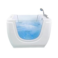 Baignoire Spa Bébé Autoportante en Acrylique avec Façade en Verre Transparent, Massage à Bulles et Lumière LED pour Bain de Bébé