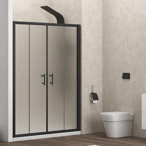 Kamalu KFN6000NS Porte de douche double coulissante 200 cm Verre opaque 6mm Cadre en laiton et acier inoxydable pour salle de bain Hôtel Design moderne - Product Image 2