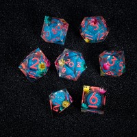 Ensemble de dés en résine liquide bleue, 7 pièces, faits à la main, à bords vifs, polyédriques, pour Dungeons & Dragons, MTG, jeux de société et de table