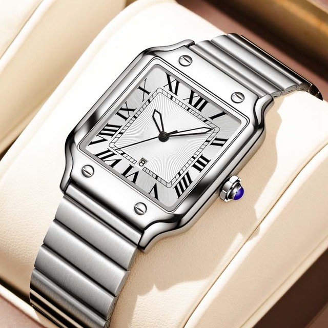 BARRY POLO Customize Luxury Antique Women's Quartz Wrist Watch Gold Flower 3Bar Square Stainless Steel Alloy Bracelet Pointer
