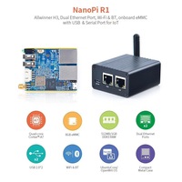 Routeur IoT NanoPi R1 double port réseau fourni en usine 1G RAM + 8G EMMC BT WiFi carte de développement Open Source avec boîtier