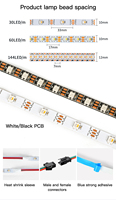 Bande lumineuse Led RGB, SMD 5050, 12V, 24V, flexible, étanche IP20/65/67/68, WS2815 Pixels