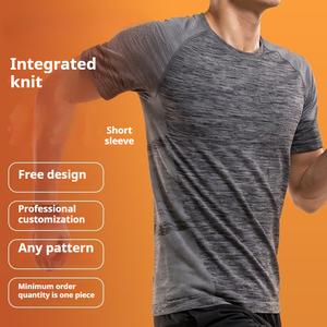 T-shirt sportiva da <span class=keywords><strong>uomo</strong></span> a maniche corte in maglia integrata monopezzo per allenamento, palestra, <span class=keywords><strong>tennis</strong></span>, yoga, corsa - Product Image 1
