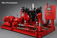 Ensemble de pompes à incendie verticales multi-étages conformes à la norme NFPA20, pompe centrifuge à double alimentation rouge pour l'approvisionnement en eau industriel